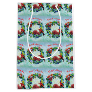 Mele Kalikimaka Hawaiian Wreath Medium Gift Bag