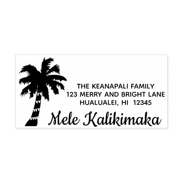 Mele Kalikimaka Hawaiian Xmas Address Stamp Palm (Design)