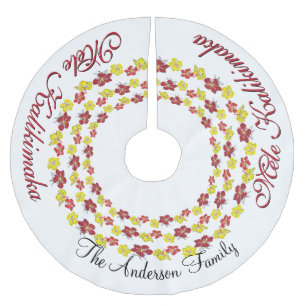 Mele Kalikimaka Hawaiian YOUR NAME Tree Skirt