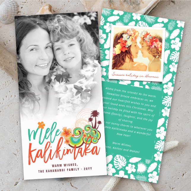 Mele Kalikimaka Hibiscus Palm Tree Christmas Photo Holiday Card (Creator Uploaded)