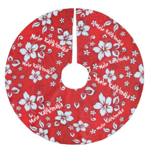 Mele Kalikimaka Hibiscus Print Tree Skirt