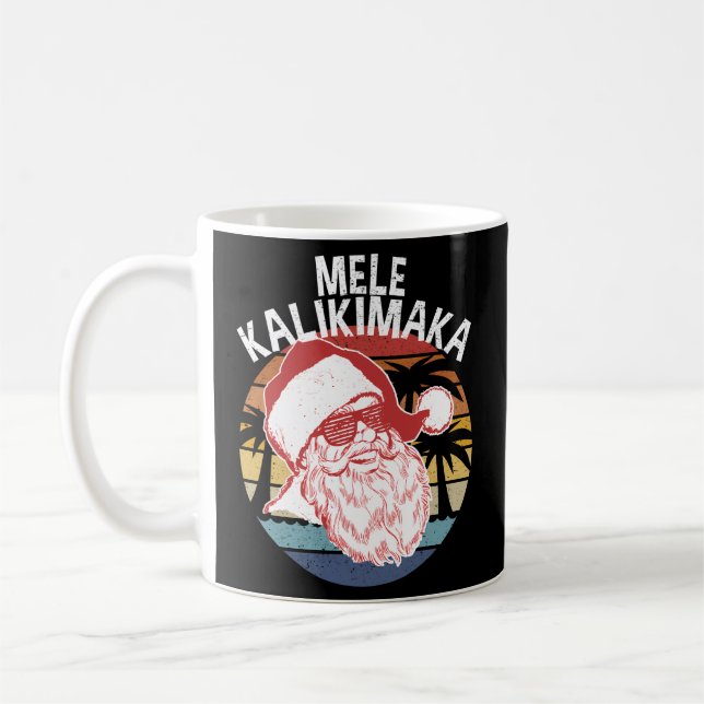 Mele Kalikimaka Hipster Santa Palm Trees Coffee Mug (Left)