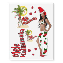 Mele Kalikimaka Hula Girl Temporary Tattoos