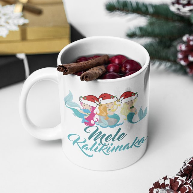 Mele Kalikimaka Mermaid Christmas Cute Hawaiian Coffee Mug (Creator Uploaded)