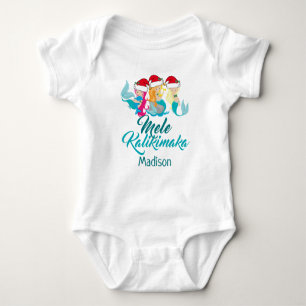 Mele Kalikimaka Mermaid Cute Beach Christmas Baby Bodysuit