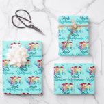 Mele Kalikimaka Mermaid Cute Teal Beach Christmas Wrapping Paper Sheet<br><div class="desc">Mele Kalikimaka Cute Mermaid Beach Christmas wrapping paper in pretty teal. Three beautiful mermaids wearing adorable Santa Claus hats for the holiday season in Hawaii. A great way to wrap gifts for a Xmas beach luau party.</div>