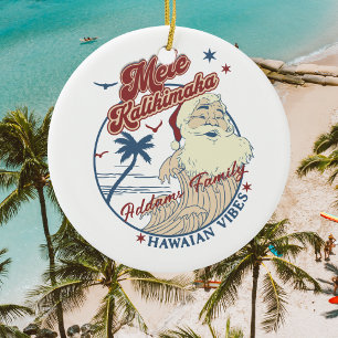 Mele Kalikimaka Merry Christmas Santa Hawaiian  Ceramic Tree Decoration