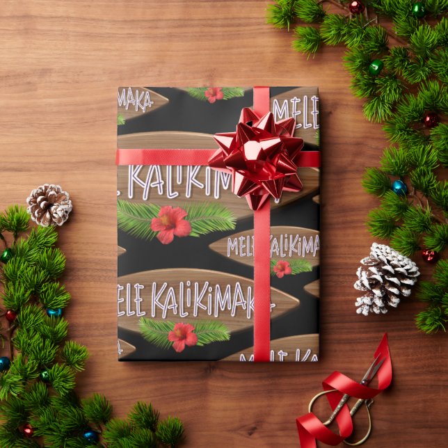 Mele Kalikimaka - Merry Christmas Surfboard Hawaii Wrapping Paper (Holiday Gift)