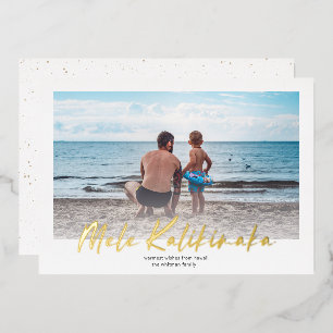 Mele Kalikimaka Minimal Photo Christmas Foil Holiday Card
