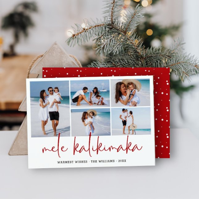 Mele Kalikimaka Modern Photo Collage Hawaiian  Holiday Card (Creator Uploaded)