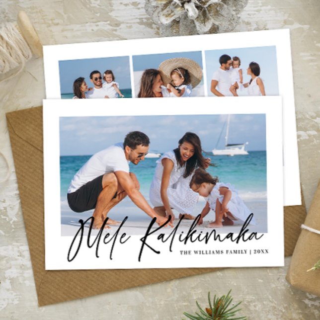 Mele Kalikimaka Modern Photo Collage Hawaiian Holiday Card (Creator Uploaded)