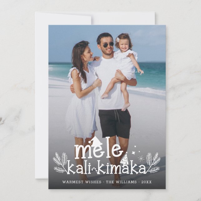 Mele Kalikimaka Modern Photo Hawaiian Holiday Card (Front)