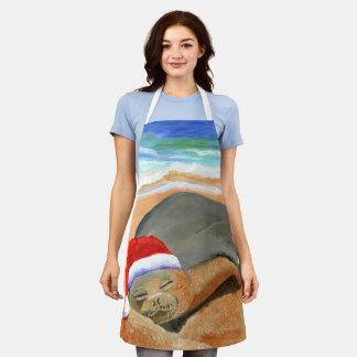 Mele Kalikimaka Monk Seal Apron