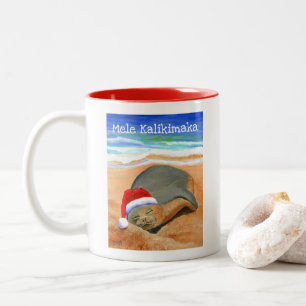Mele Kalikimaka Monk Seal with Santa Hat Mug