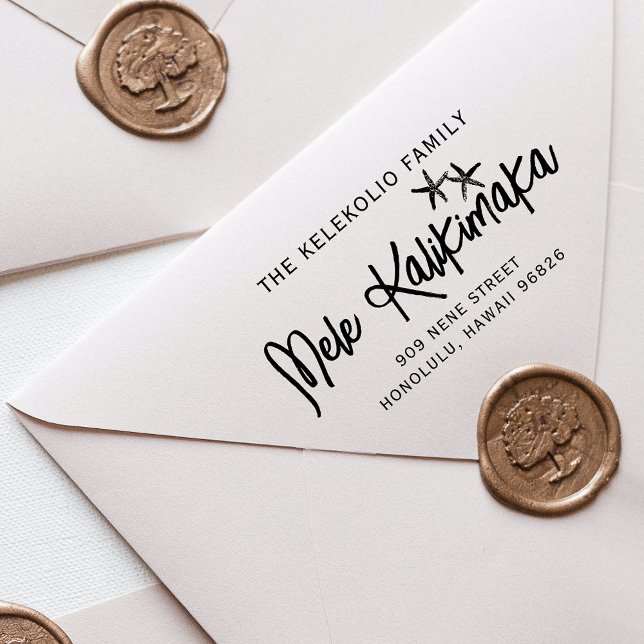 Mele Kalikimaka Name Address Self-inking Stamp (Creator Uploaded)