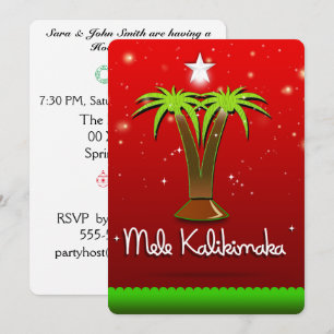 Mele Kalikimaka Palm Tree for Xmas Invitation