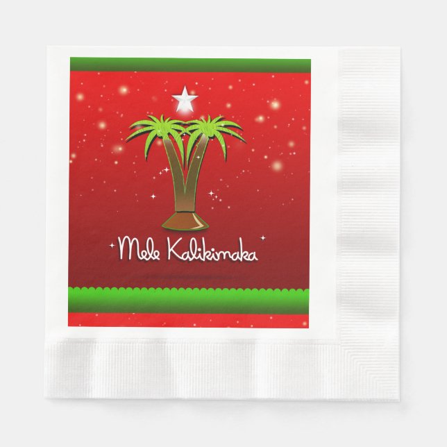 Mele Kalikimaka Palm Tree for Xmas Napkin (Front)