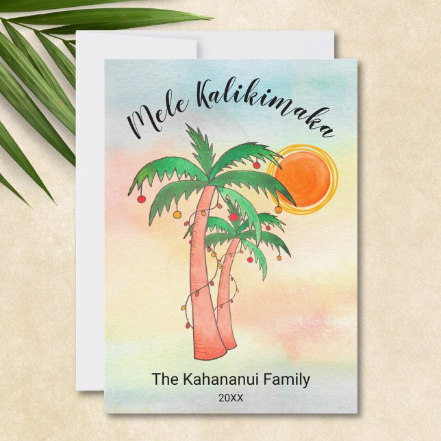 Mele Kalikimaka Palm Trees Holiday Card (Creator Uploaded)