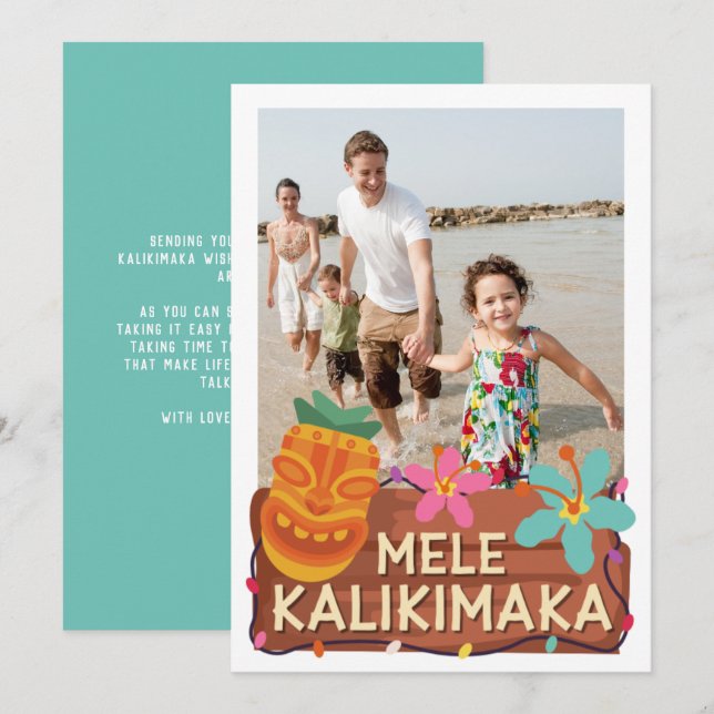 Mele Kalikimaka Photo Hawaiian Christmas Card (Front/Back)