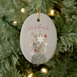 Mele Kalikimaka Pine, Personalised Christmas Ceramic Tree Decoration
