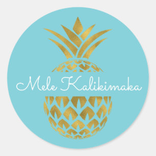 Mele Kalikimaka Pineapple Christmas Holiday Classic Round Sticker
