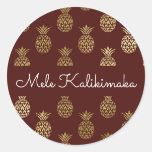 Mele Kalikimaka Pineapple Christmas Holiday Classic Round Sticker