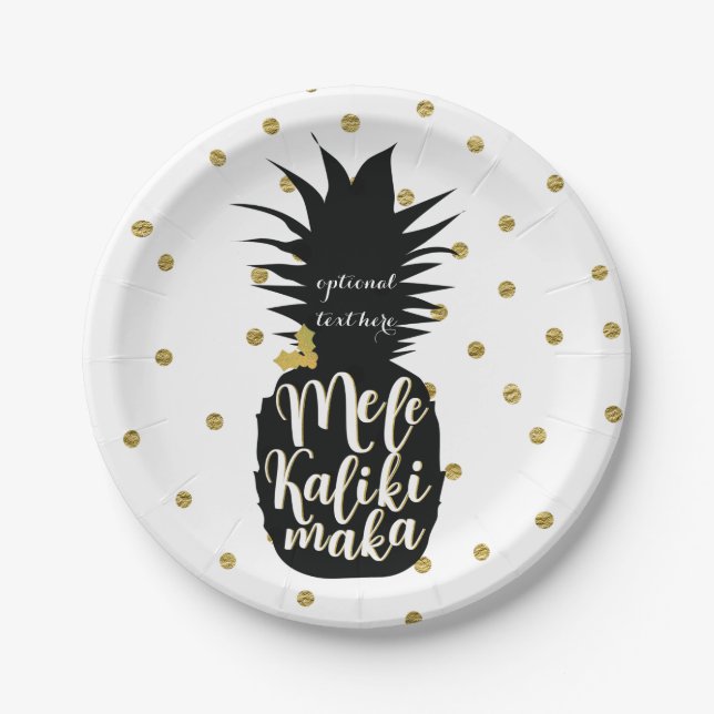 Mele Kalikimaka Pineapple Christmas Holiday Party Paper Plate (Front)