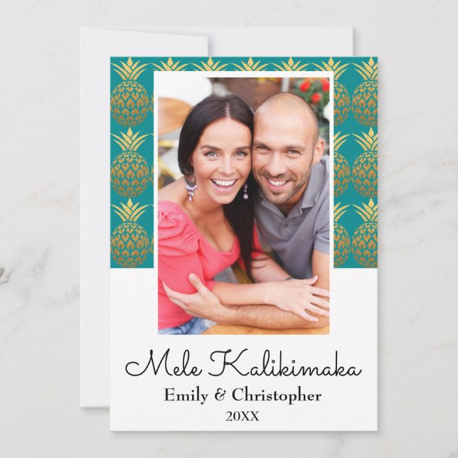 Mele Kalikimaka Pineapple Christmas Photo Card (Front)