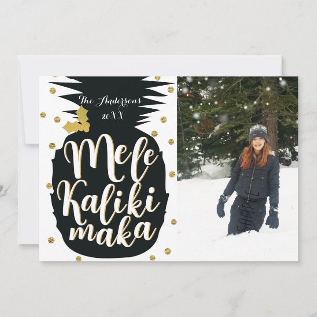 Mele Kalikimaka Pineapple Christmas Photo Card (Front)