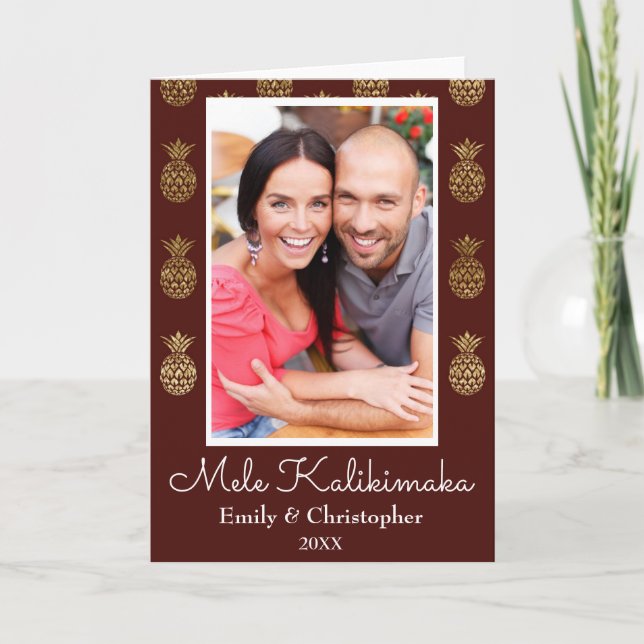 Mele Kalikimaka Pineapple Christmas Photo Card (Front)