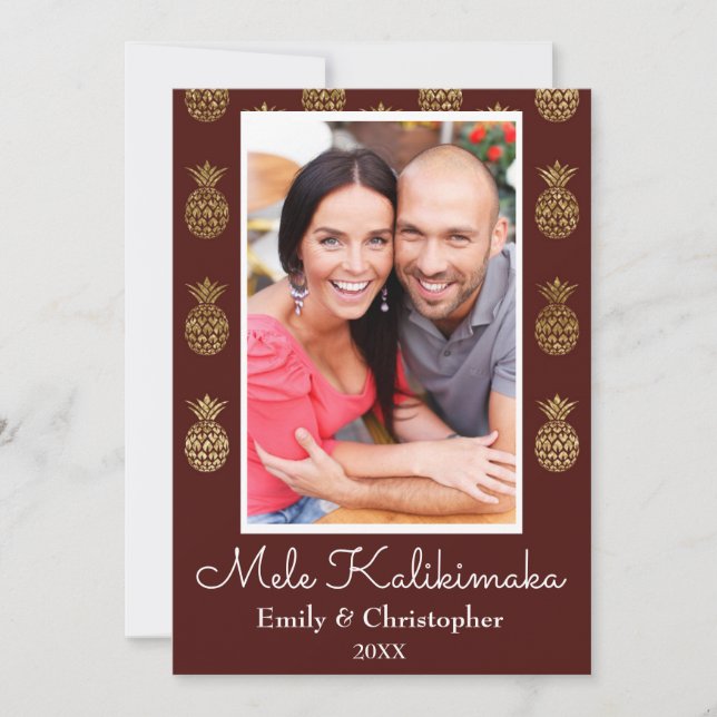 Mele Kalikimaka Pineapple Christmas Photo Card (Front)