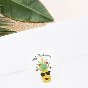 Mele Kalikimaka Pineapple Classic Round Sticker