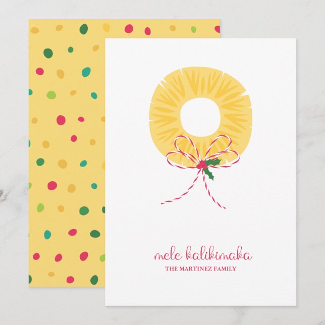 Mele Kalikimaka Pineapple Flat Holiday Card (Front/Back)
