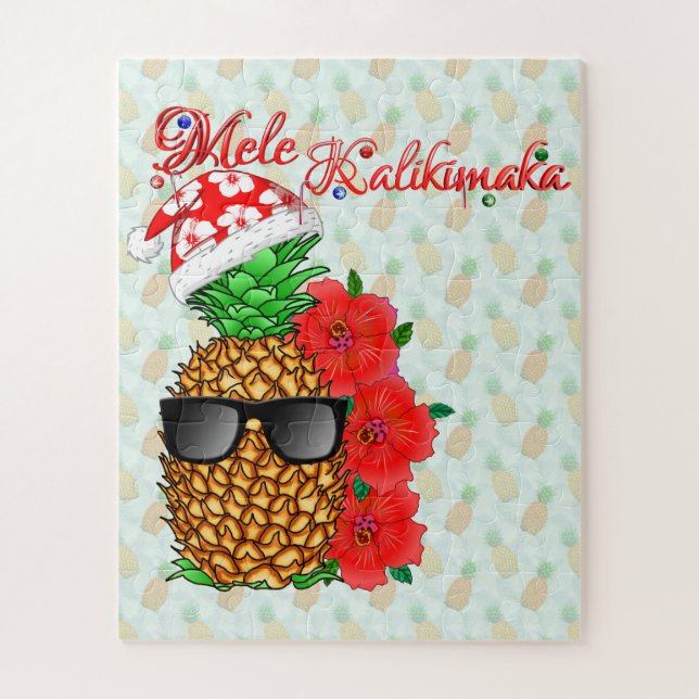 Mele Kalikimaka Pineapple Jigsaw Puzzle (Vertical)