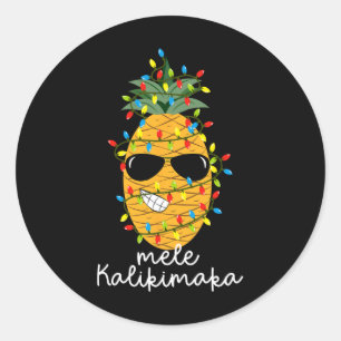 Mele Kalikimaka Pineapple Tree Hawaiian Christmas  Classic Round Sticker