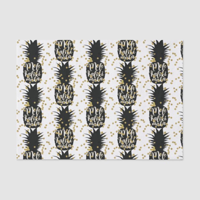 Mele Kalikimaka Pineapples Hawaiian Christmas Tissue Paper (Front)