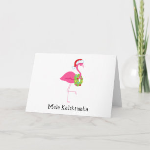 Mele Kalikimaka Pink Flamingo Christmas Card