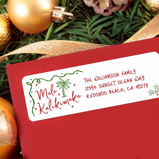 Mele Kalikimaka Red Green Doodle Christmas Address (Creator Uploaded)