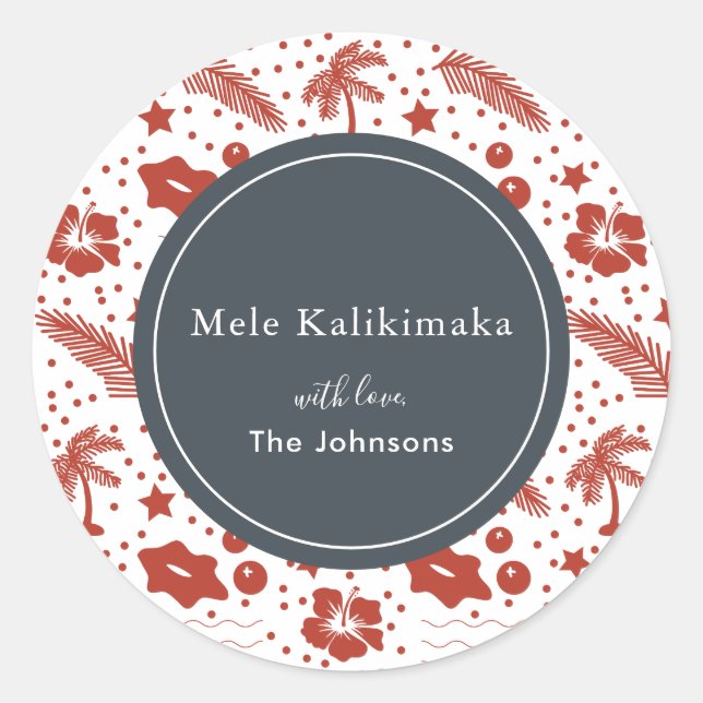 Mele Kalikimaka Red Hawaiian Holiday Sticker (Front)