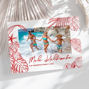 Mele Kalikimaka Red Photo Christmas Holiday Card