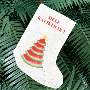 Mele Kalikimaka Red Watermelon Tree Small Christmas Stocking