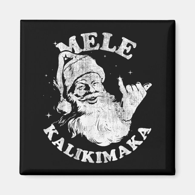 Mele Kalikimaka Retro Hawaii Santa Aloha Christmas Magnet (Front)