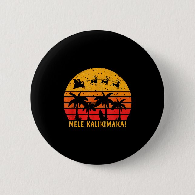 Mele Kalikimaka Retro Hawaiian Christmas Family Va 6 Cm Round Badge (Front)