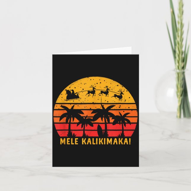 Mele Kalikimaka Retro Hawaiian Christmas Family Va Card (Front)