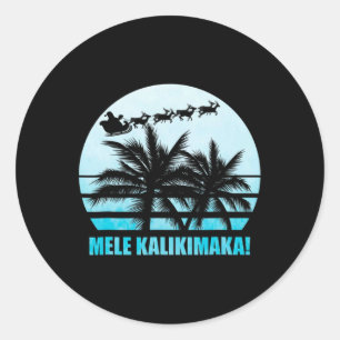 Mele Kalikimaka Retro Hawaiian Christmas Family Va Classic Round Sticker