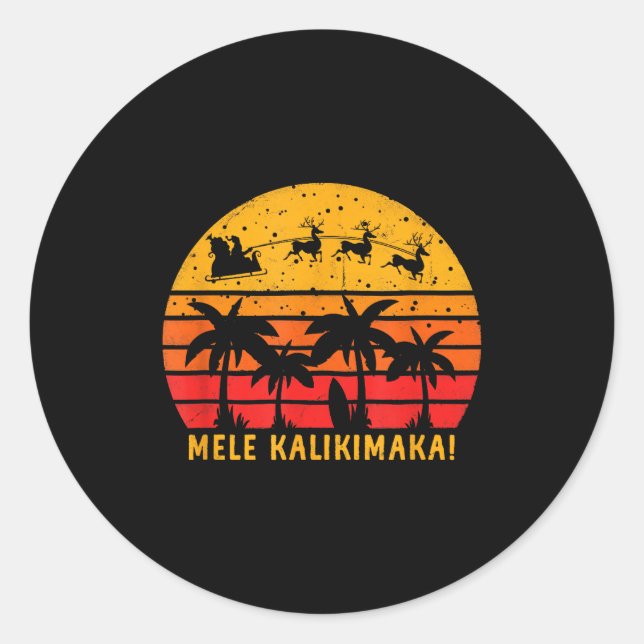 Mele Kalikimaka Retro Hawaiian Christmas Family Va Classic Round Sticker (Front)