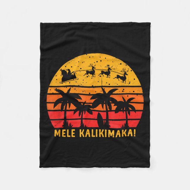 Mele Kalikimaka Retro Hawaiian Christmas Family Va Fleece Blanket (Front)