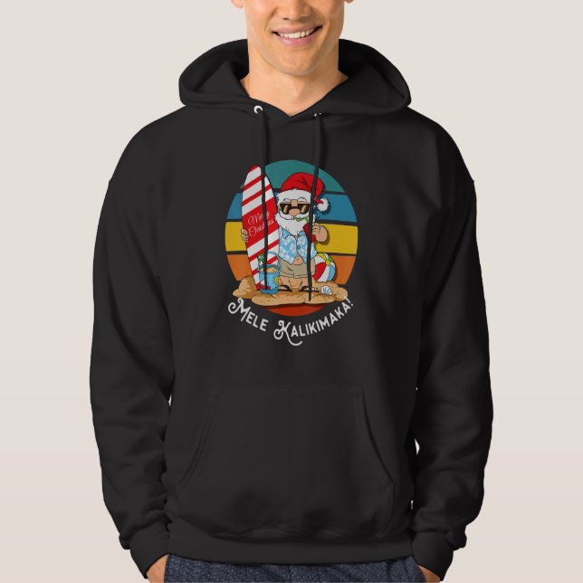 Mele Kalikimaka Retro Hawaiian Christmas In July Hoodie (Front)