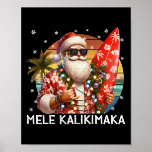 Mele Kalikimaka Retro Santa Rock On Pjs Christmas Poster