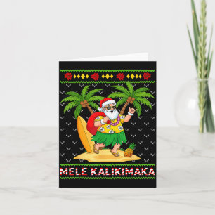 Mele Kalikimaka Retro Santa Shaka Hawaii Ugly Chri Card